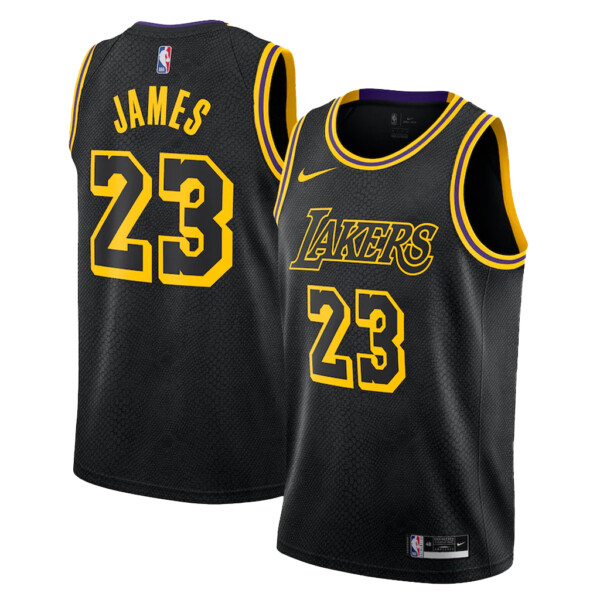 Nike Men's Los Angeles Lakers LeBron James #23 BLACK Icon Edition ...