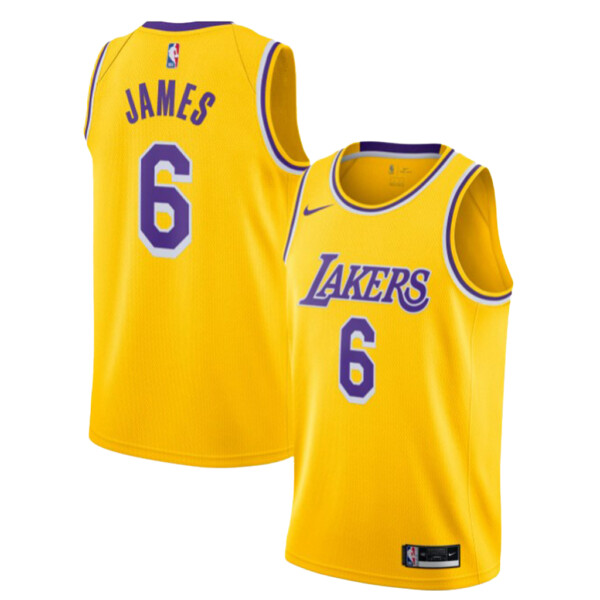 Nike Men’s Los Angeles Lakers LeBron James #6 Yellow Dri-FIT Swingman ...